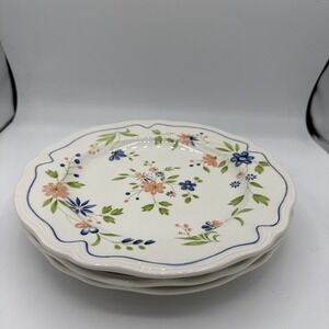Set of 3 Vintage Sears Country French Floral Pink Blue Green Ironstone Plates